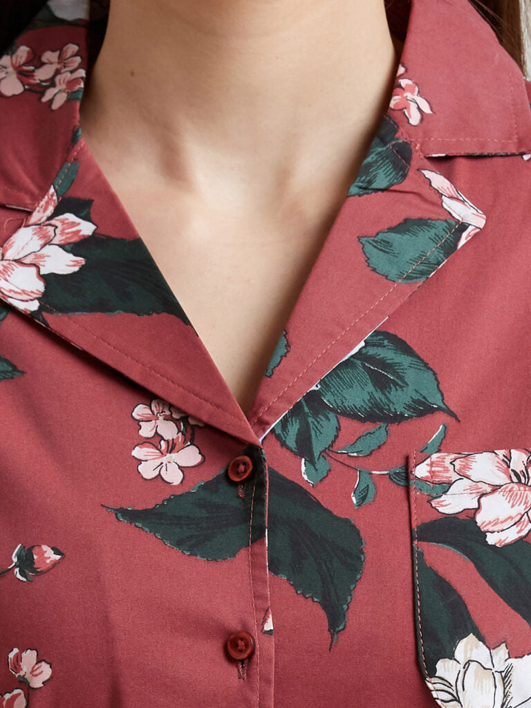 Women Maroon &amp; Green Printed Night suit