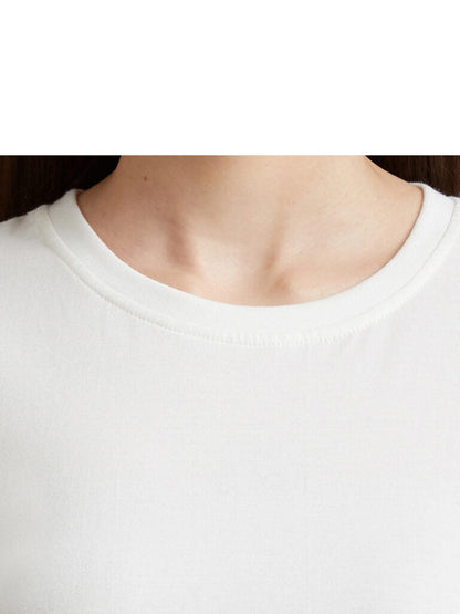 Women Cream-Coloured &amp; Brown Solid Night Suit