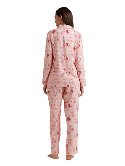 Women Pink Printed Night suit