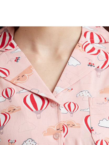 Women Pink Printed Night suit