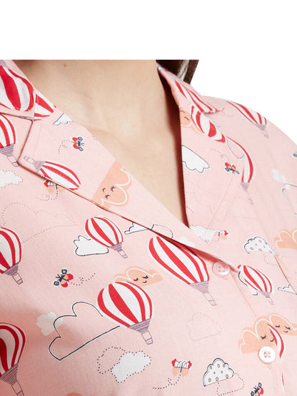 Women Pink Printed Night suit