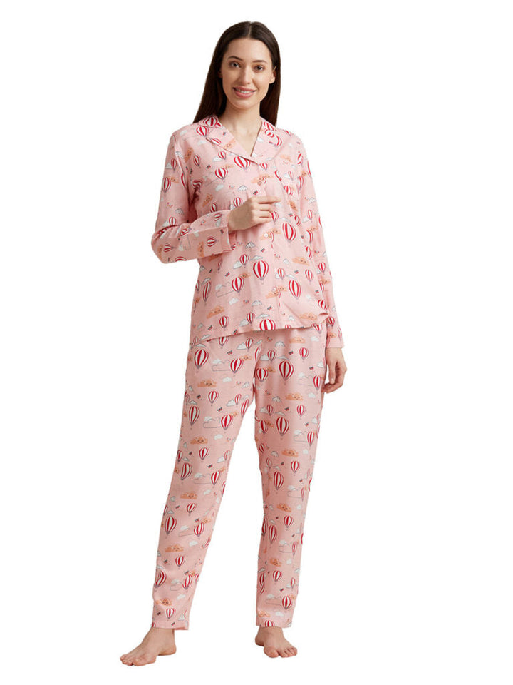 Women Pink Printed Night suit