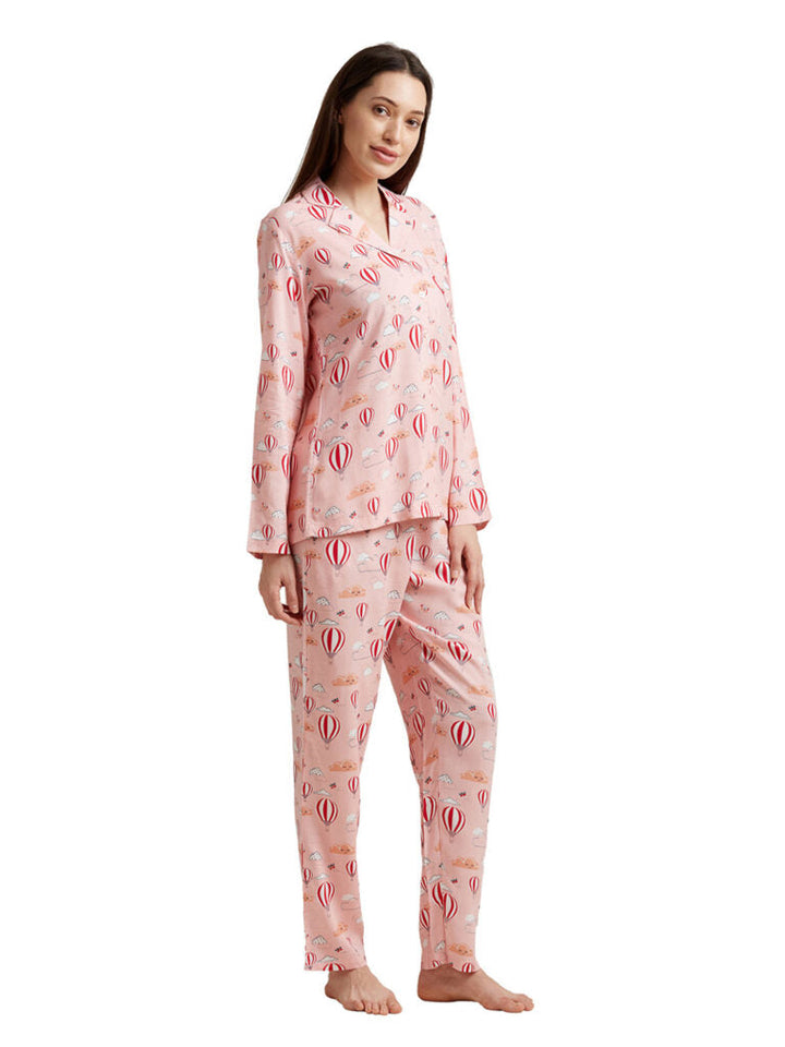 Women Pink Printed Night suit