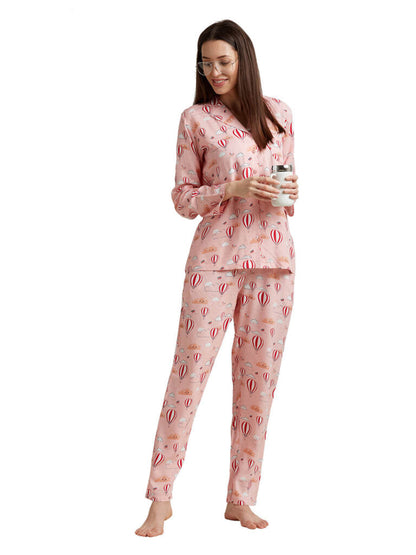 Women Pink Printed Night suit