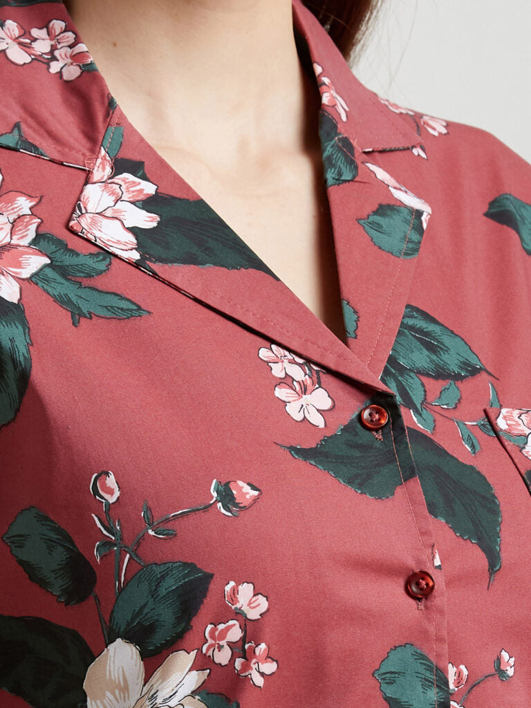 Women Maroon &amp; Green Printed Night suit