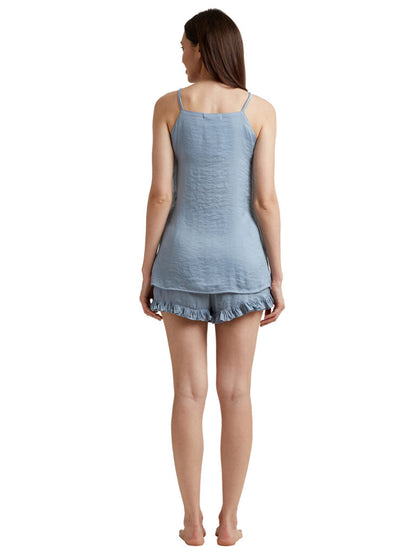 Women Blue Solid Night suit