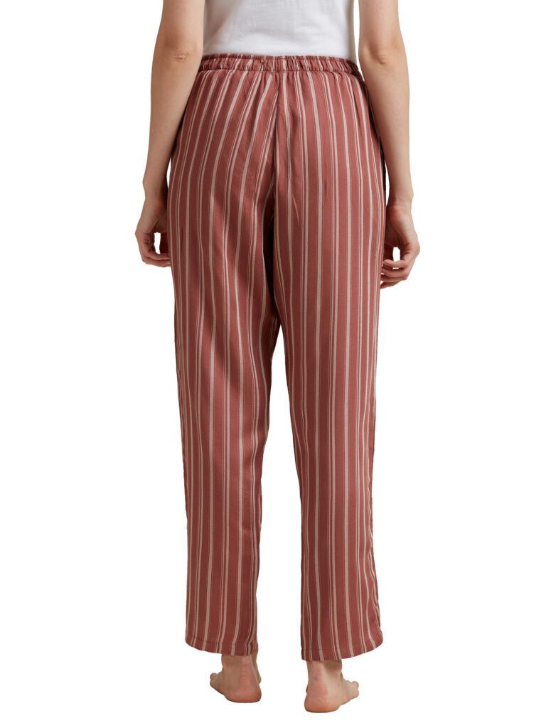 Women Red Striped Lounge Pants