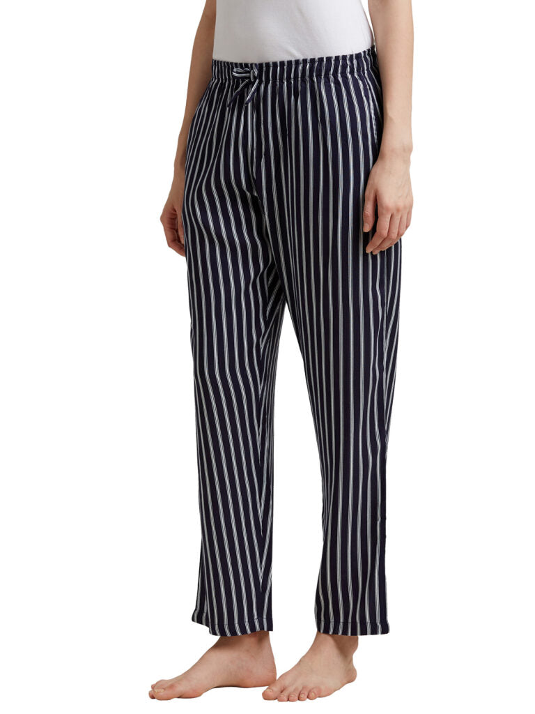 Women Navy & White Striped Lounge Pants