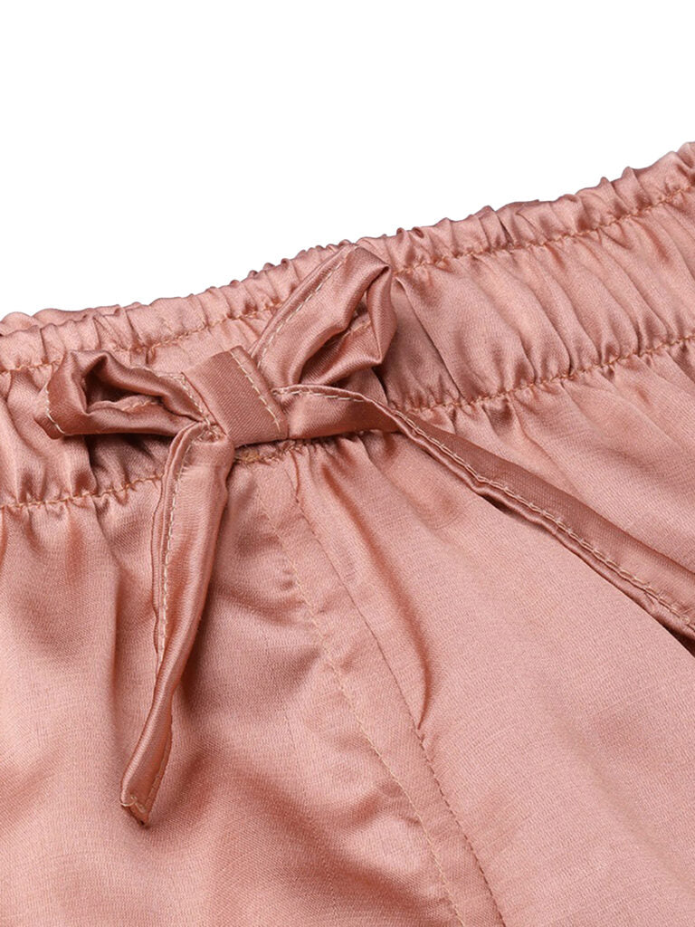 Women Peach-Coloured Solid Night Suit