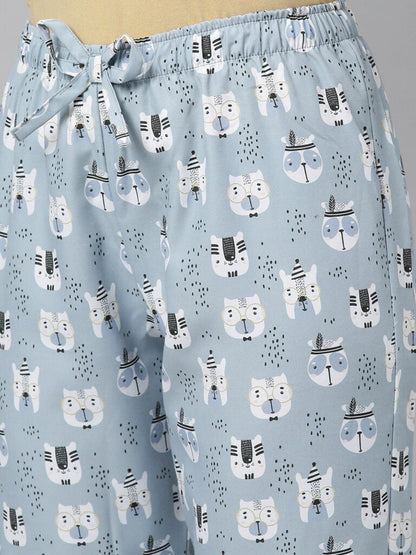 Women Black &amp; Grey Solid Night suit