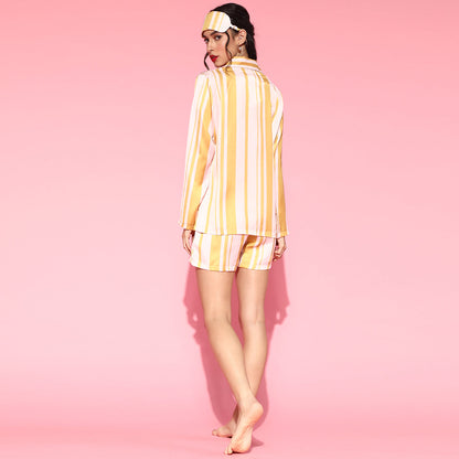 Women 2 Pieces Striped Night Suit