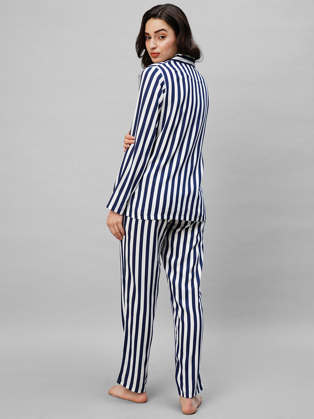 Blue Striped Pure Cotton Night suit