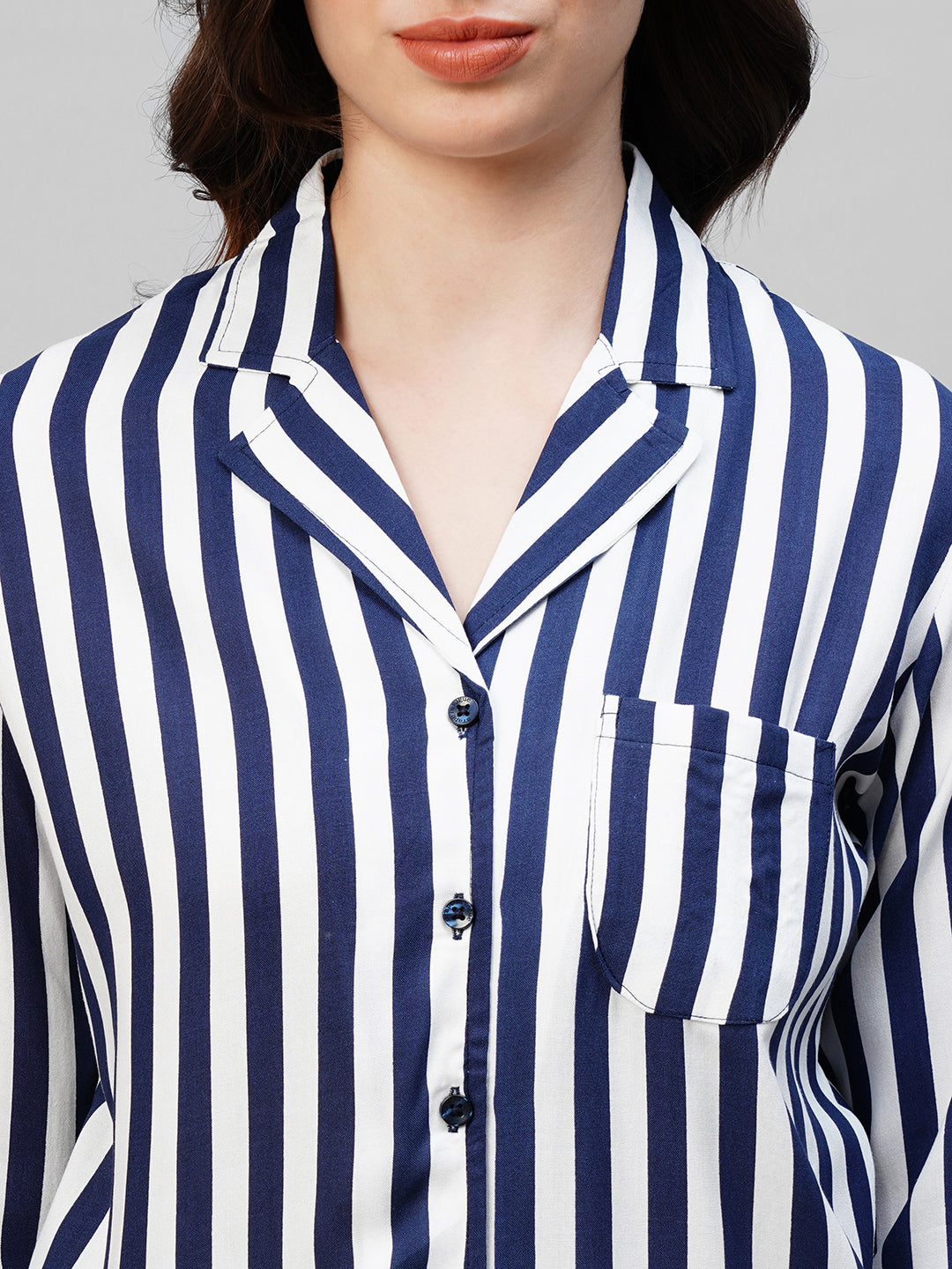 Blue Striped Pure Cotton Night suit
