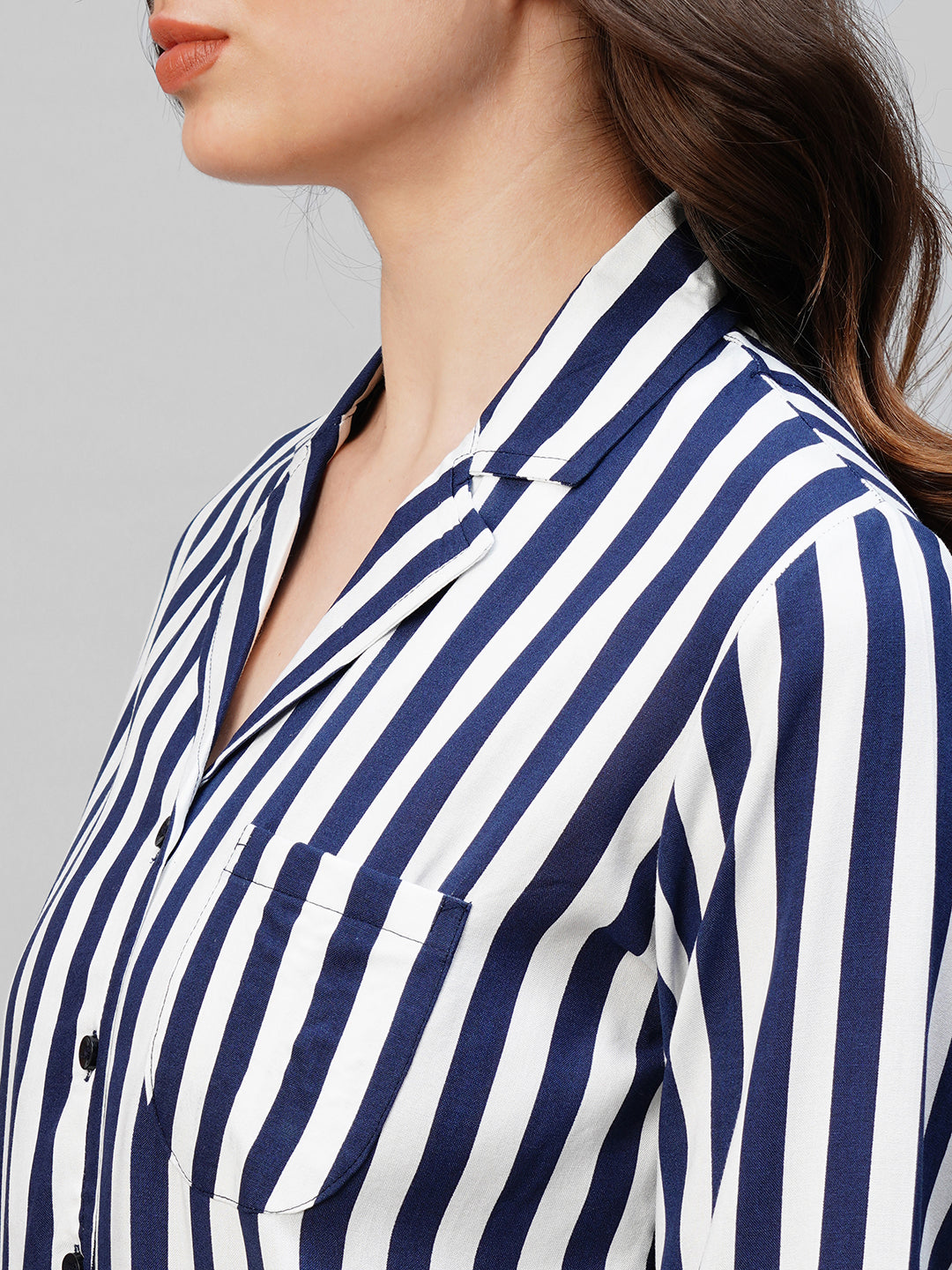 Blue Striped Pure Cotton Night suit