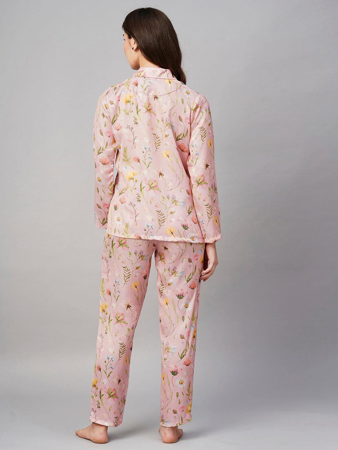 Floral Printed Satin Night suit