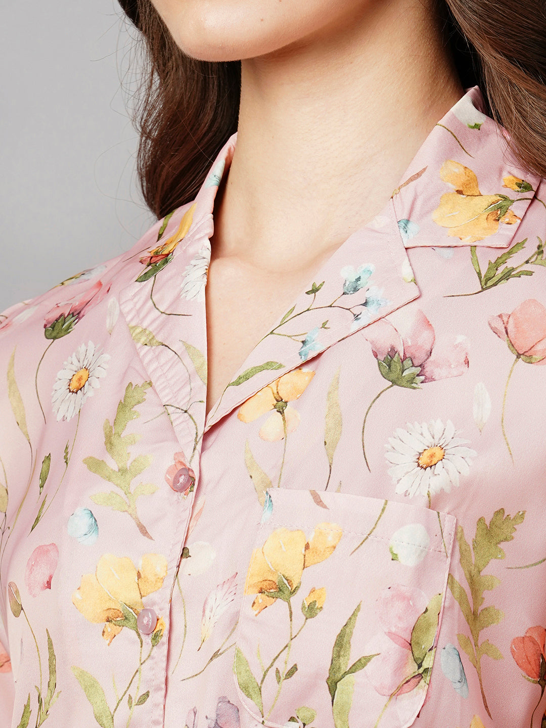 Floral Printed Satin Night suit