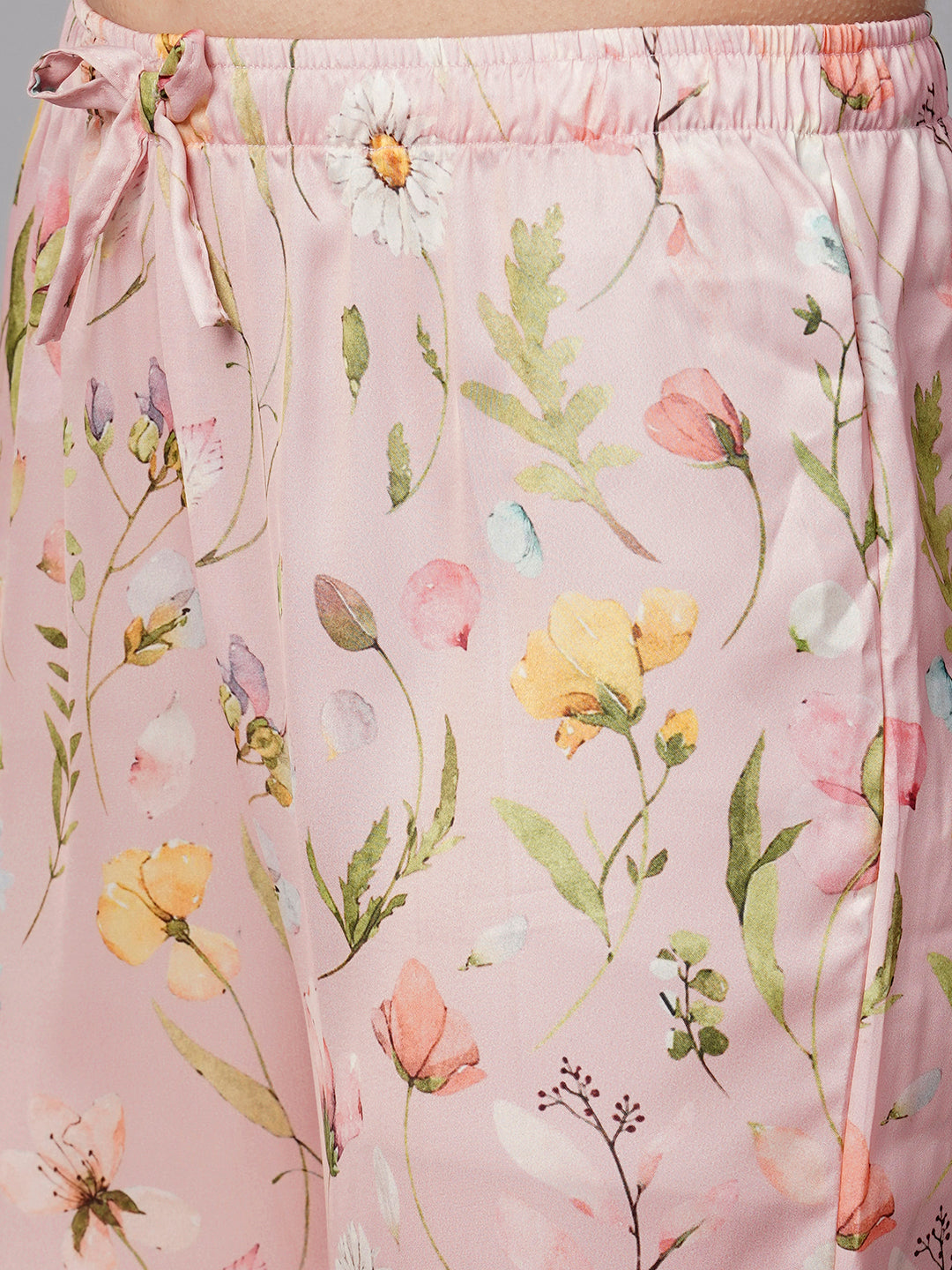 Floral Printed Satin Night suit