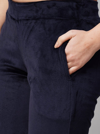 Women's Blue Velvet Night Suit