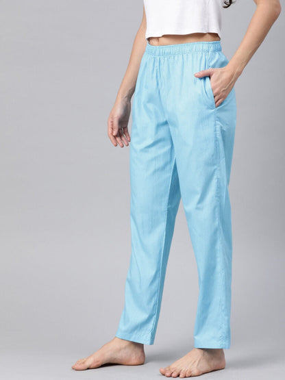 Women Blue Printed Relaxed Fit Lounge Pants