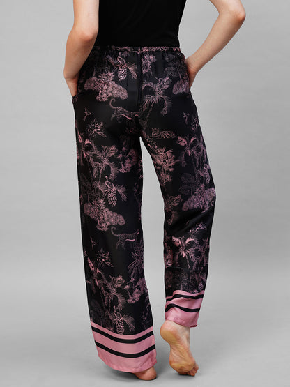 Women Black pink printed pyjama