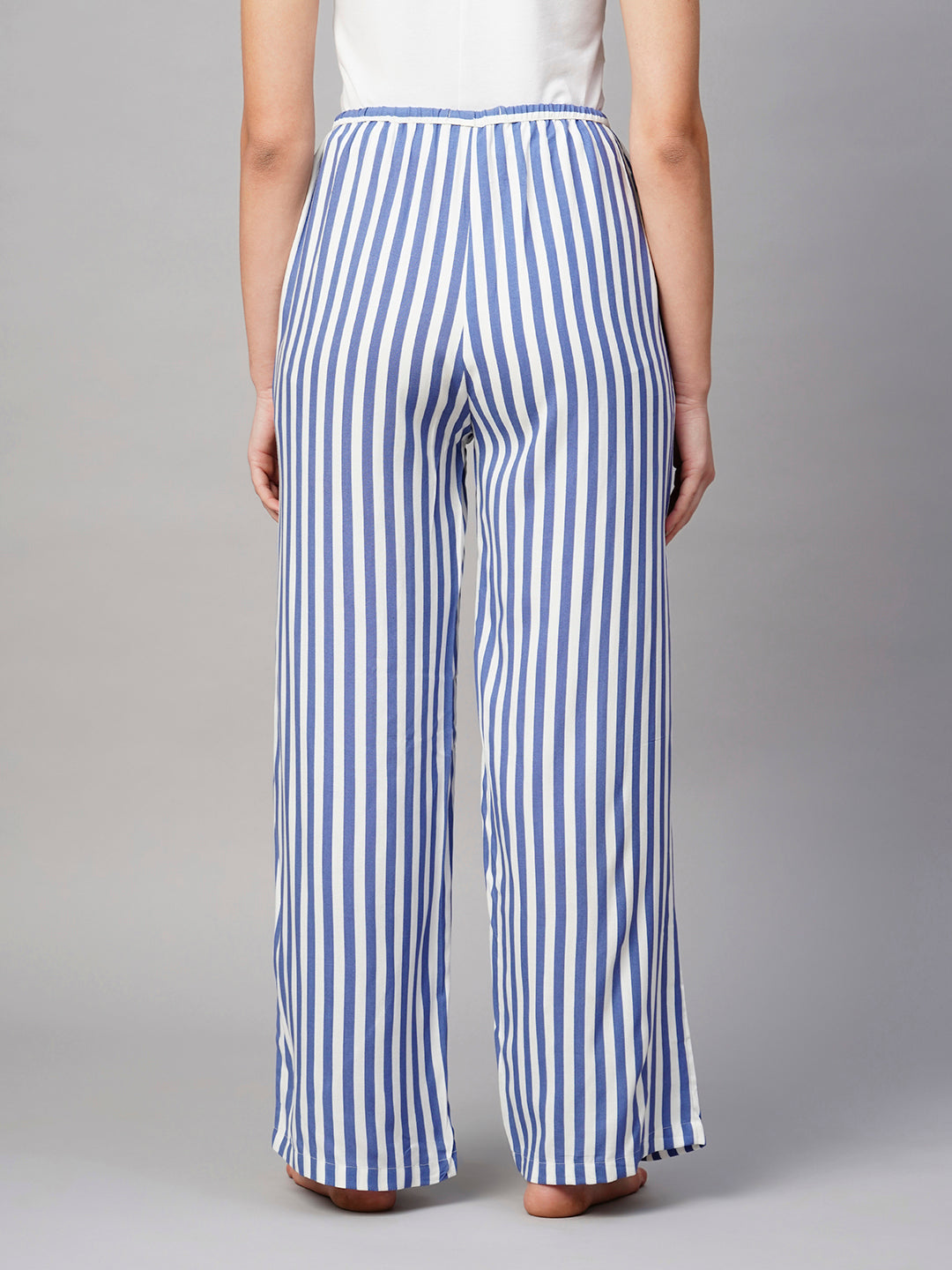 Women Blue With White Lining Lining Pyjama