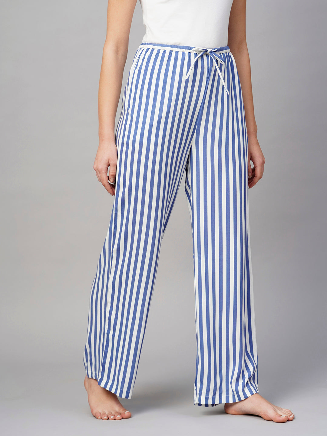 Women Blue With White Lining Lining Pyjama