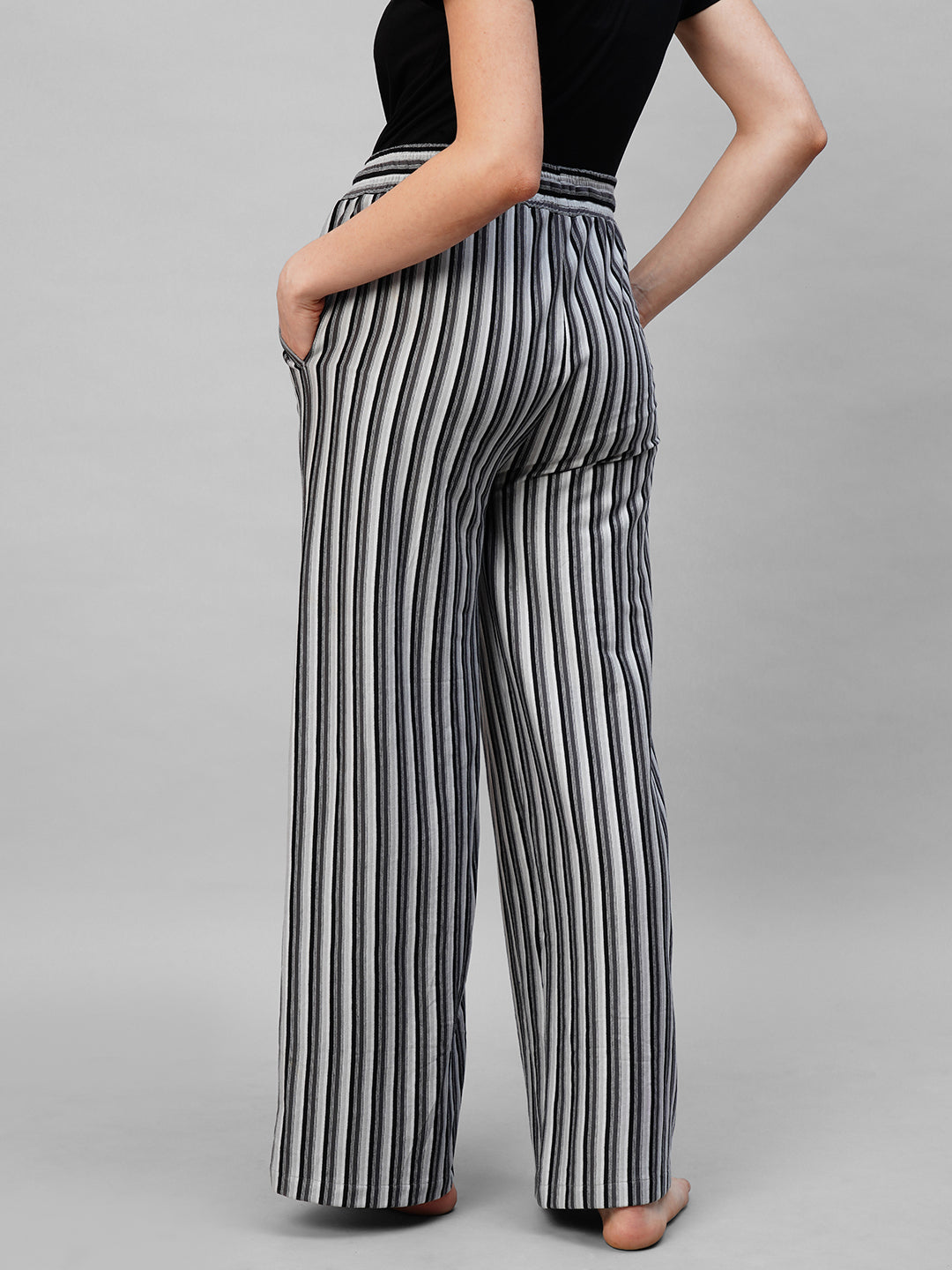 Women Black With White Lining Pyjama