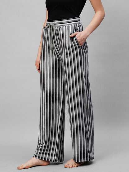 Women Black With White Lining Pyjama