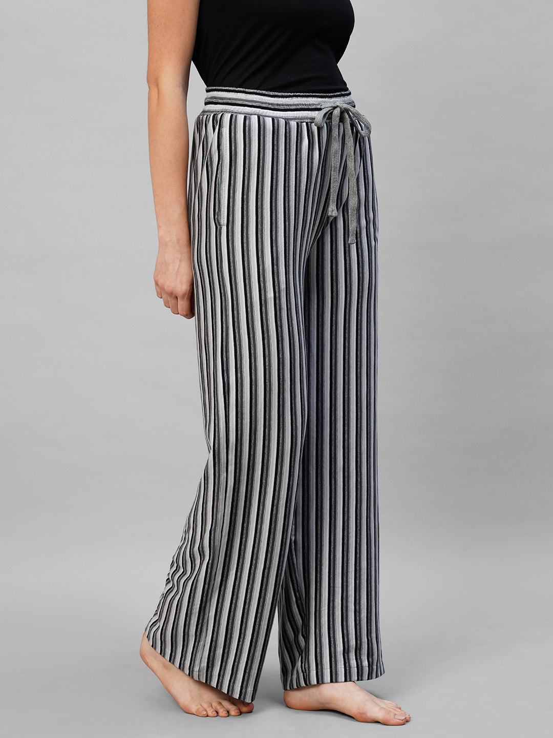 Women Black With White Lining Pyjama