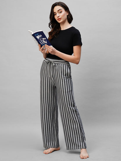 Women Black With White Lining Pyjama