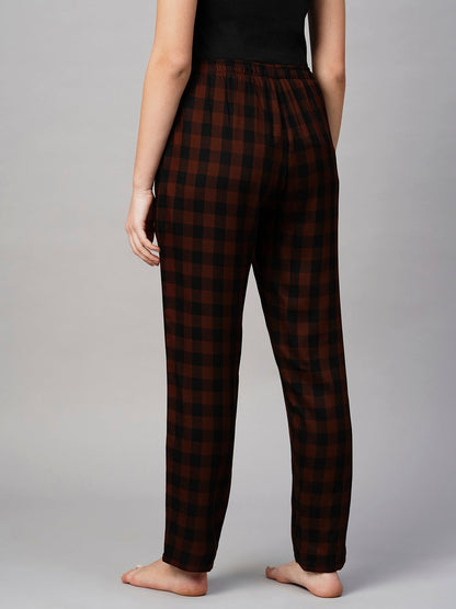 Women Maroon brown checks Pyjama