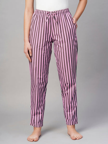 Women Striped Cotton Lounge Pant