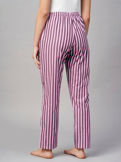 Women Striped Cotton Lounge Pant