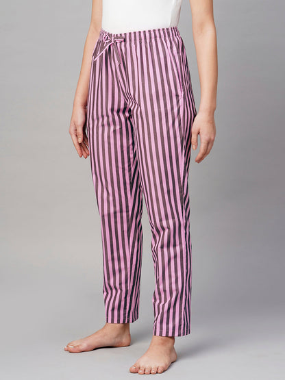 Women Striped Cotton Lounge Pant