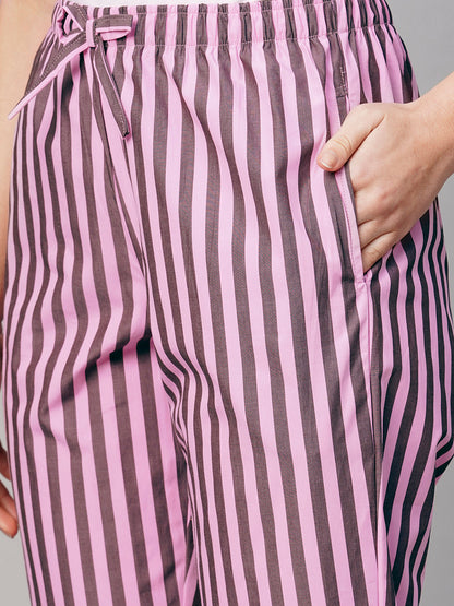 Women Striped Cotton Lounge Pant