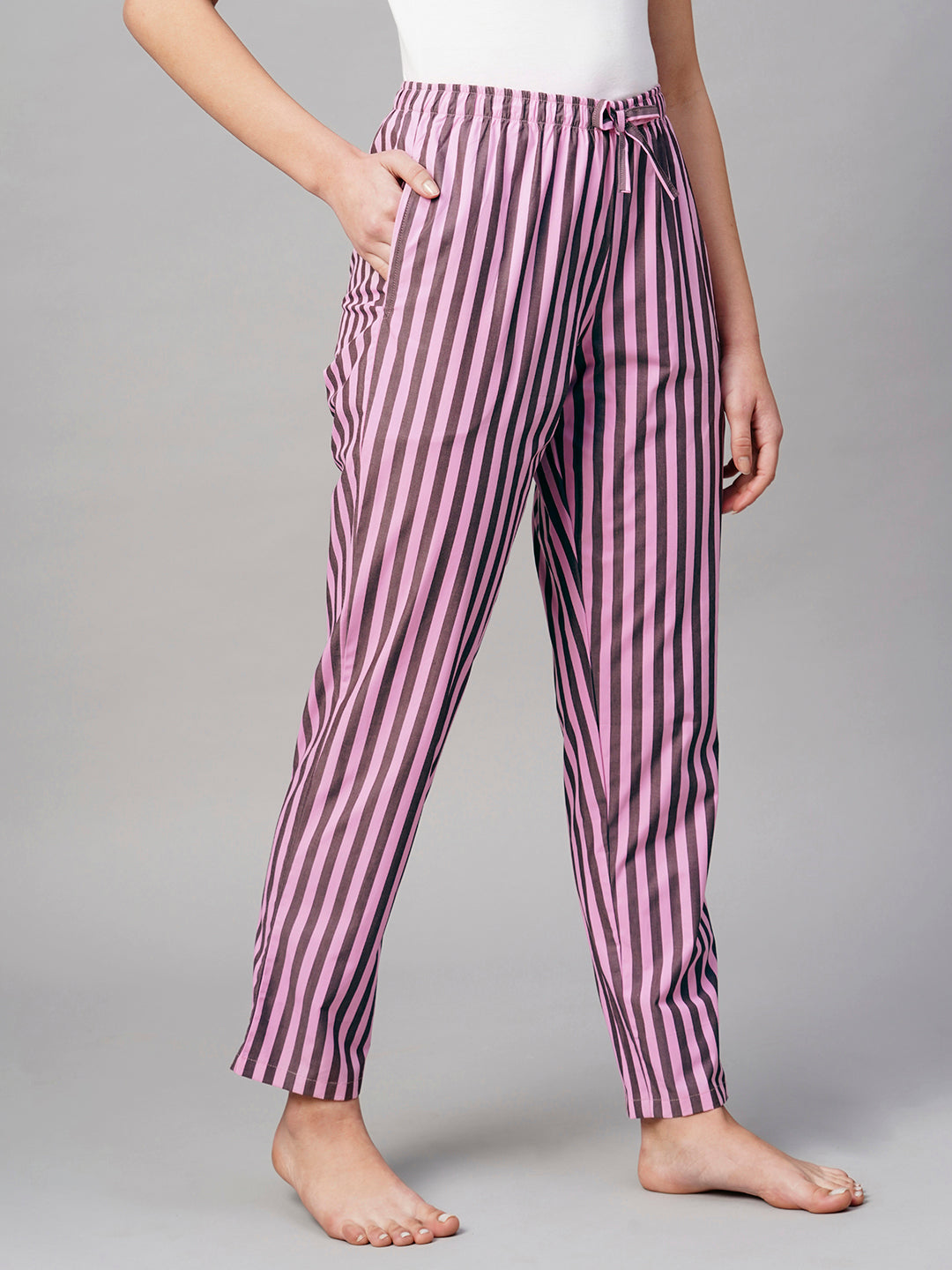 Women Striped Cotton Lounge Pant