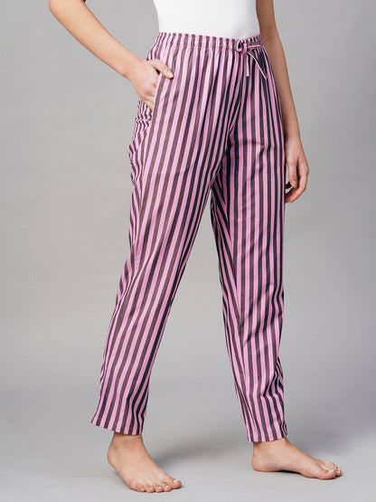 Women Striped Cotton Lounge Pant