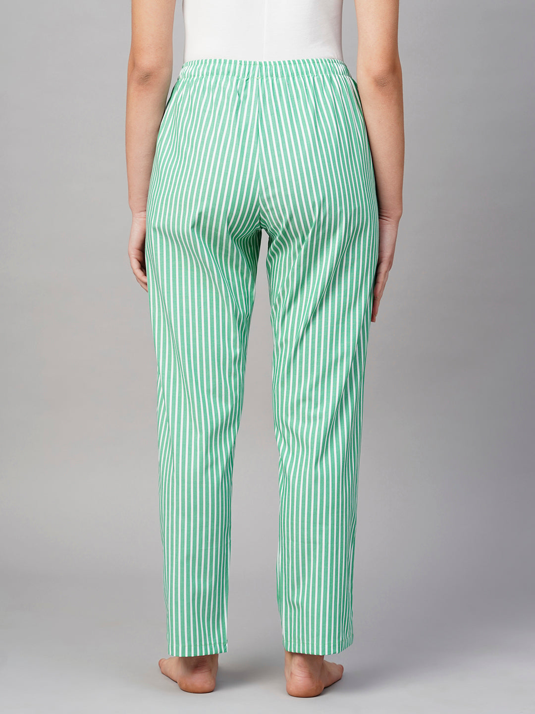 Women Green White Lining Pyjama