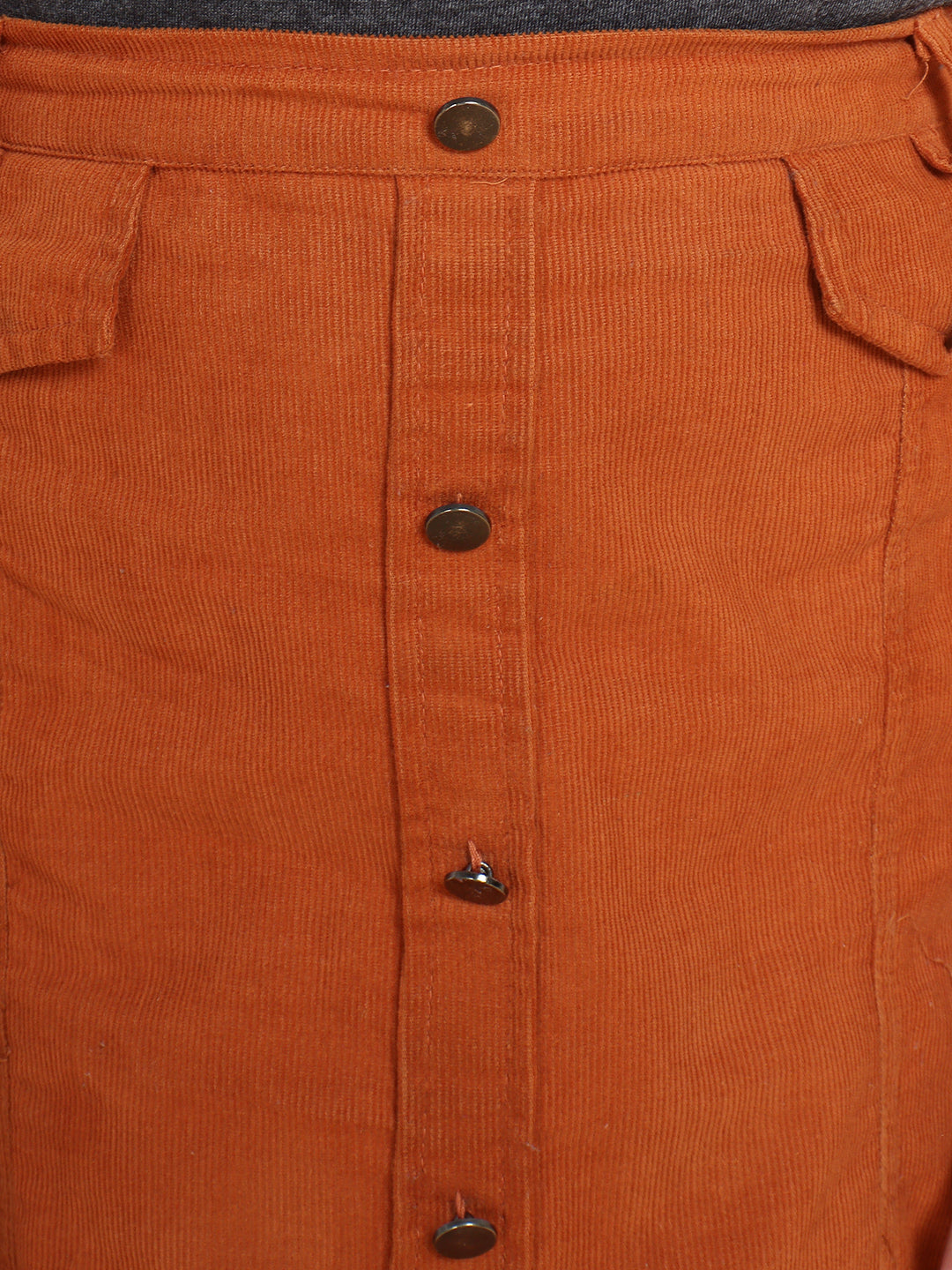 Girls Grey Solid T-Shirt And Rustic Corduroy Skirt Set