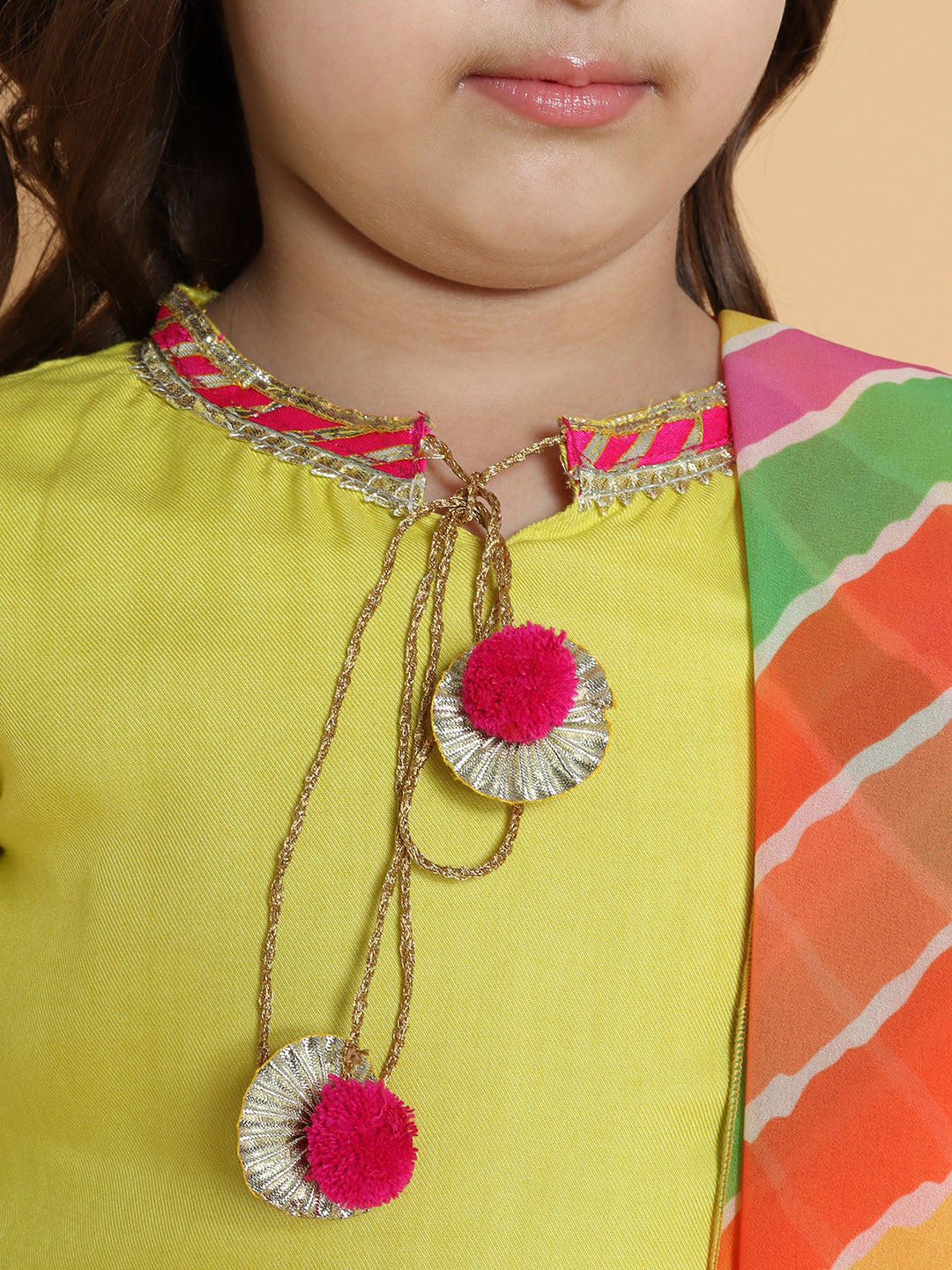 Piccolo Girls Yellow Kurti With Sharara &amp; With Dupatta