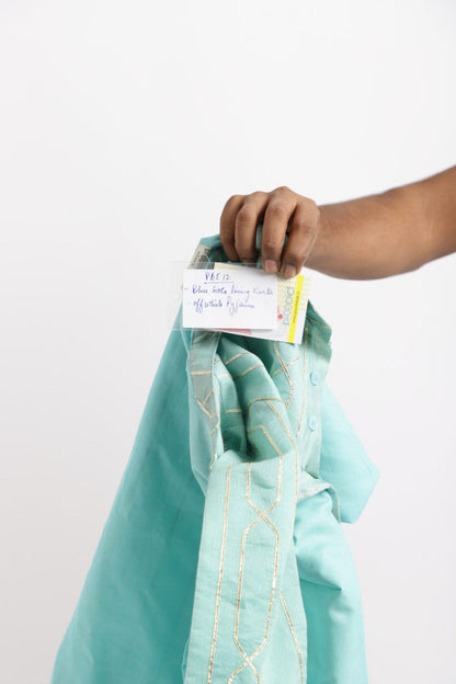 Pale Green Kurta With Gota Grace And Cream Payjama Set