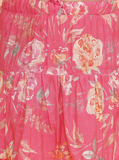 Girls Floral Pink Skirt and Shirt Co-Ord Set