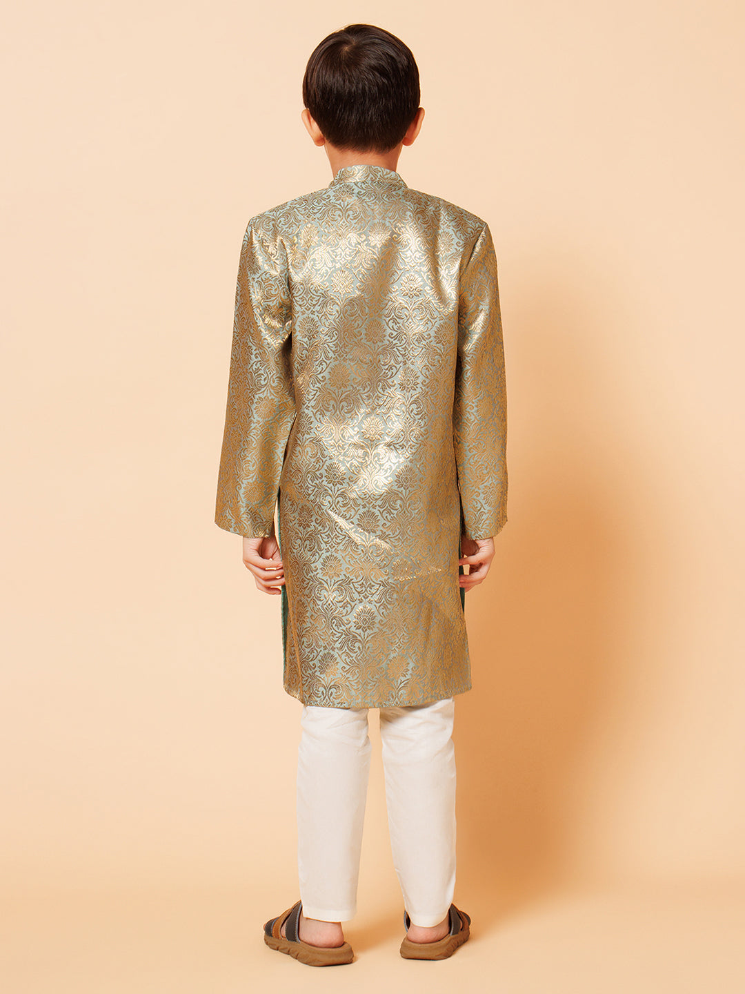 Piccolo Boys Green printed sherwani set