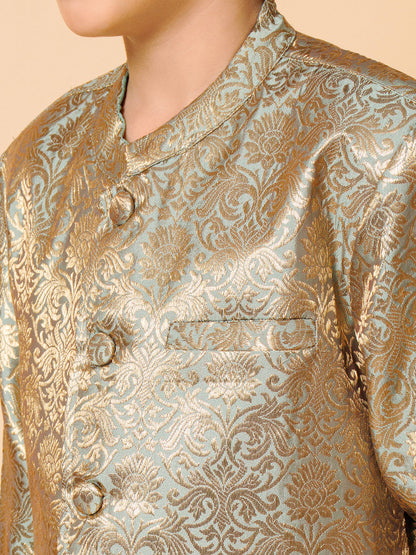 Piccolo Boys Green printed sherwani set