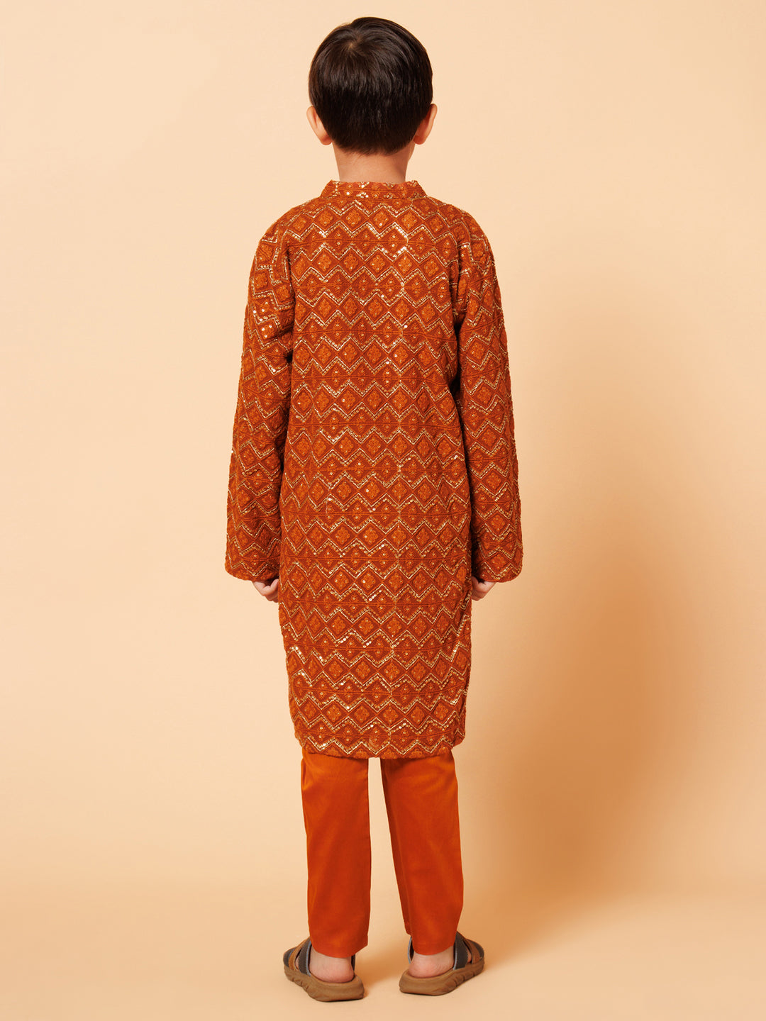 Piccolo Boys Brown Lakhnavi Kurta Pyjama set