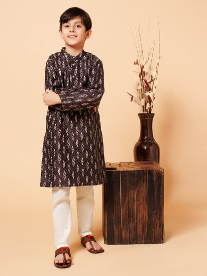 Piccolo Boys Black Printed Kurta Pyjama set