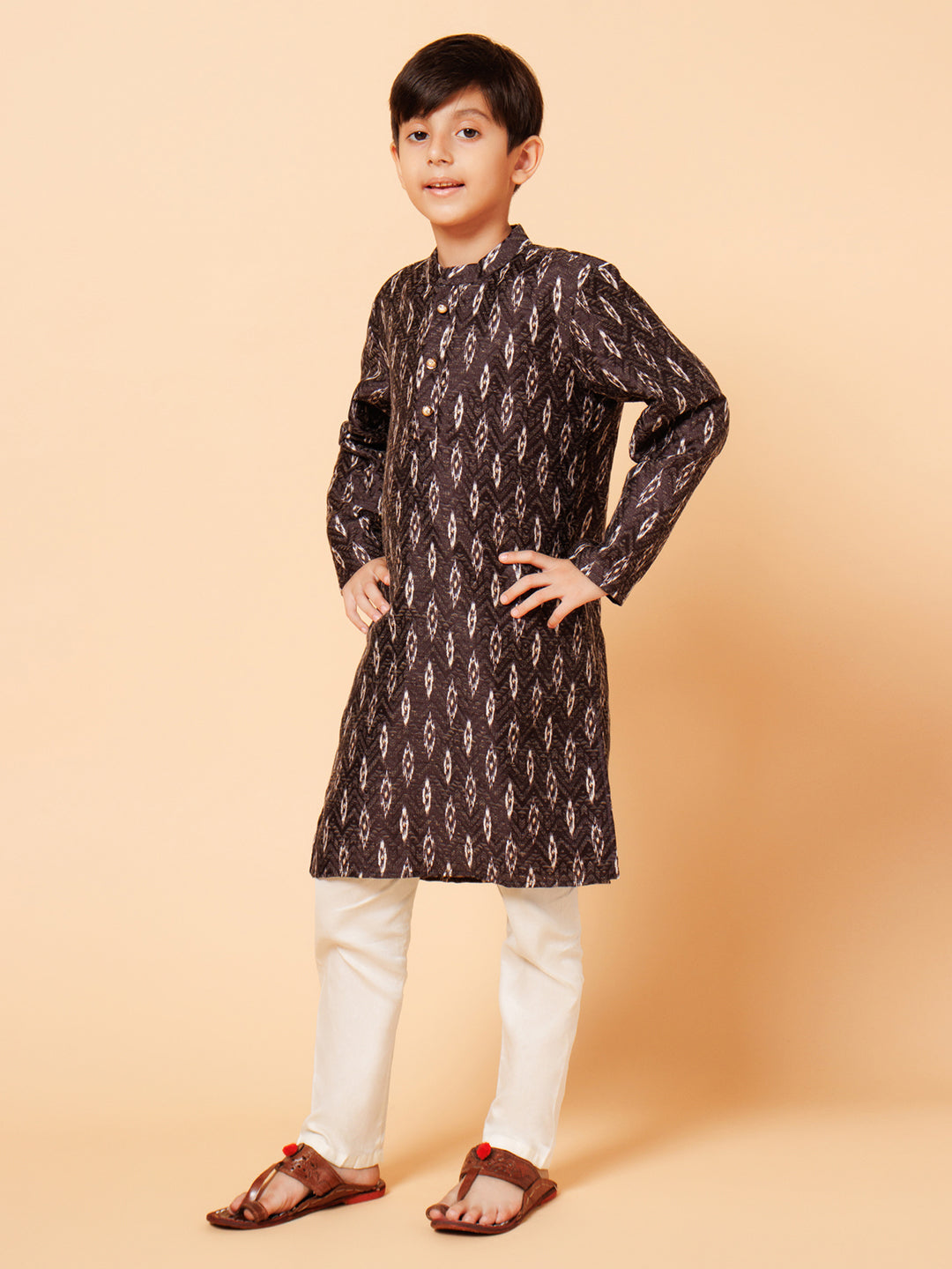 Piccolo Boys Black Printed Kurta Pyjama set
