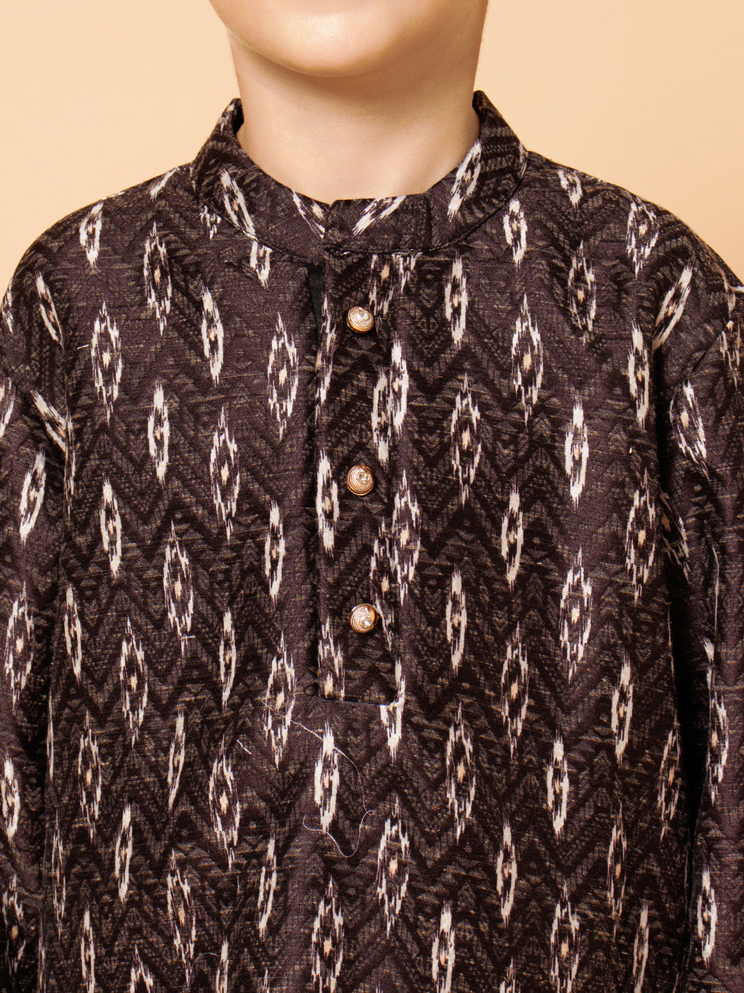 Piccolo Boys Black Printed Kurta Pyjama set