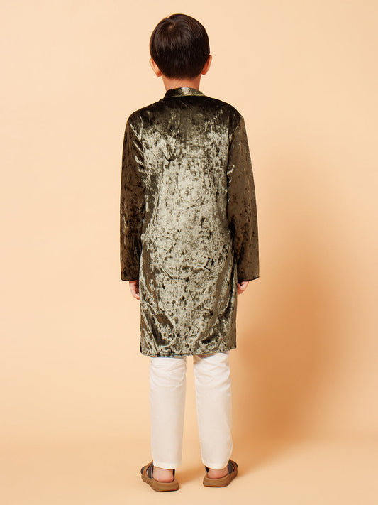 Piccolo Boys Green Velvet Sherwani
