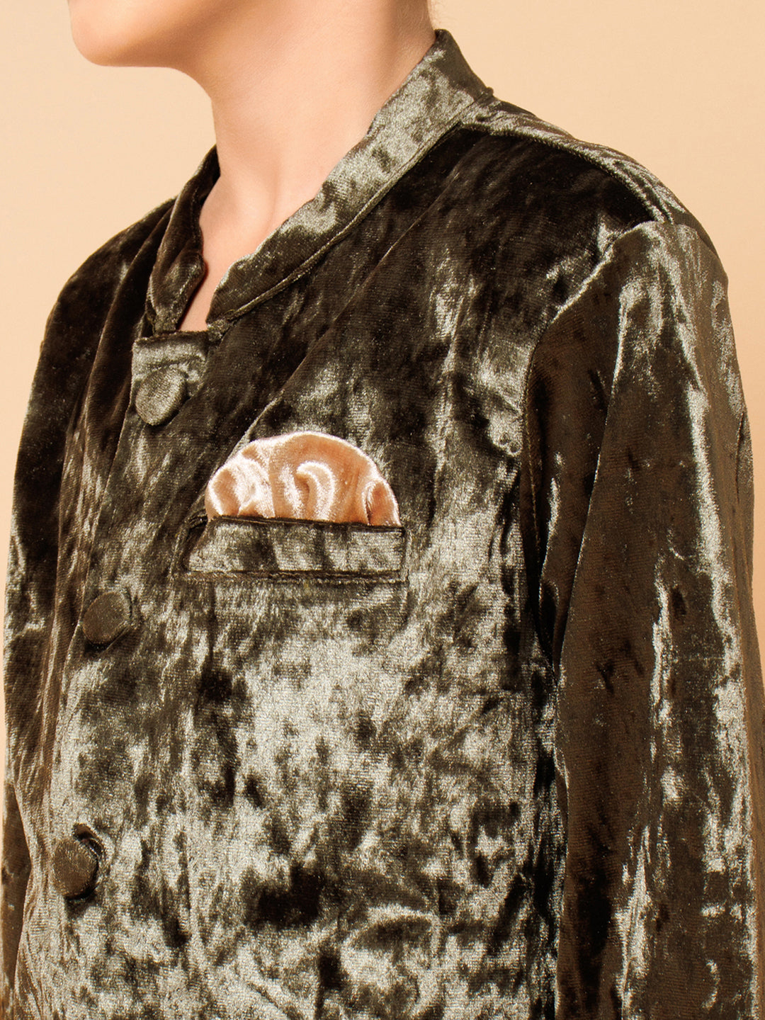 Piccolo Boys Green Velvet Sherwani